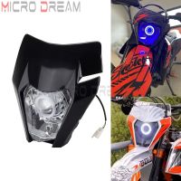 Supermoto รถจักรยานยนต์ LED ไฟหน้าสูง/ต่ำ Beam Angel Eyes DRL ไฟหน้าสำหรับ EXC SXF MX XC-W EXC-F FC FE Enduro Dirt Bike