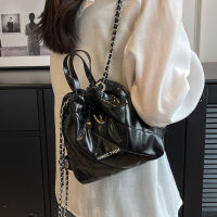 High-Grade Small Bag For Women 2023 New Korean Style Chain Bucket Bag Schoolbag Backpack Travel Small Backpack