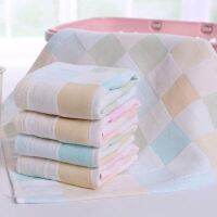 Baby Plaid Mini KerchiefInfant Cotton Gauze Bath TowelHand Small Feeding WipeKids Handkerchie