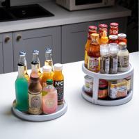 Kitchen Rotating Shelf Rotating Condiment Storage Rack Multifunctional Non-slip Round Plastic Rotating Storage Rack