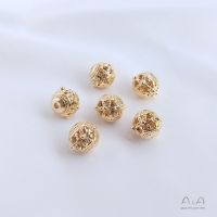 【✨Jewelry DIY Making✨】Color Retention14KGilded Hollow Floral Ball Butterfly Auspicious Cloud Chinese Knot round BeadsdiyString Jewelry celet Spacer Beads8mm--Beads