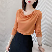 Womens Spring Autumn Style Blouses Shirt Womens Knitting Long Sleeve Solid Color O-Neck Korean Casual Tops DD9023