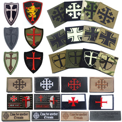 Knights Templar ปัก Patch The Crusades IR อินฟราเรดสะท้อนแสงทหารยุทธวิธี Combat Emblem Badge PVC Hook Faster