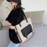 Wide Strap Canvas Bag Female New Campus Patchwork Student One Shoulder Bag Big Capacity Portable Shopper Tote Bags Crossbody Bag