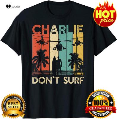 Charlie Dont Surf Shirt Military Vietnam War Apocalypse T-Shirt Black Cotton Tee XS-4XL-5XL-6XL