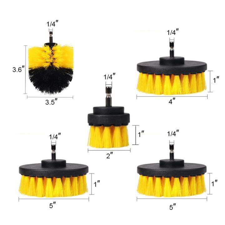 2023-new-kkp-happy-store-2-3-5-4-5นิ้วสว่านขัดแรงแปรงขัดแปรงทำความสะอาดสำหรับกระเบื้องอ่างหนังห้องน้ำรถยนต์ยางพรม