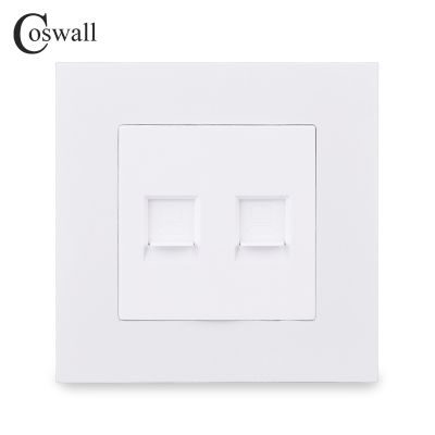 【NEW Popular89】 COSWALL SimplePC แผง Wall2 Gang CAT5E RJ45อินเทอร์เน็ต OutletDataWhite ทองสีเทา E20 Series