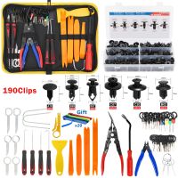 {7ho car tools} ชุดเครื่องมือซ่อมแซมเครื่องเสียงรถยนต์ใหม่คลิป190ชิ้นที่ยึดหมุดถอดที่งัดประตูถอดชิ้นส่วนขั้วปลายสายไฟรถยนต์อัตโนมัติ