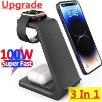 ZZOOI 100W 3 In 1 Wireless Charger Stand For iPhone 14 13 12 11 XS XR X  Fast Charging Dock Station for Apple Watch 8 7 Airpods Pro