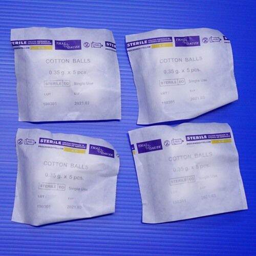 thai-gauze-sterile-cotton-balls-สำลีก้อน-สำลีปลอดเชื้อ-5-ก้อน-x-25-ซอง