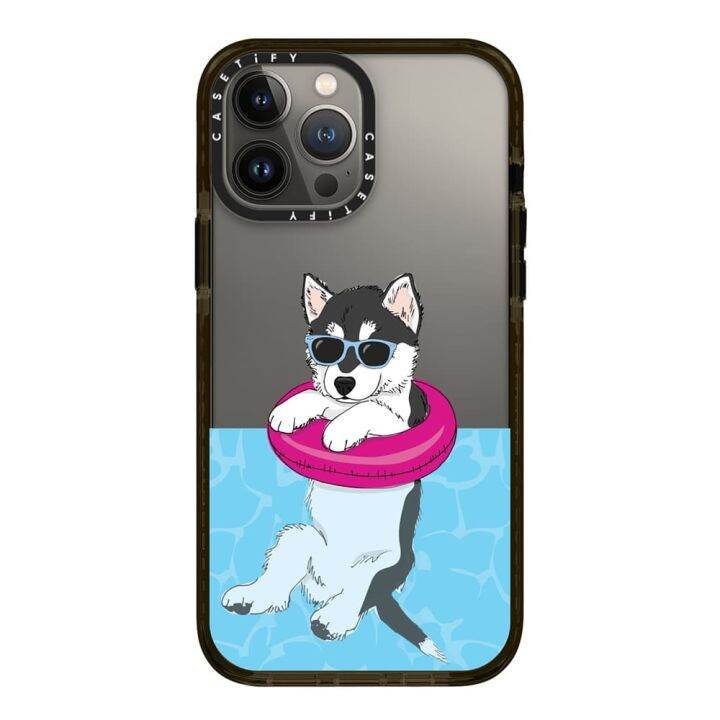 Casetify Swimming Husky 13 Pro Max Impact Case สี Black [13PMสินค้า