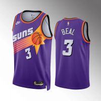 【High Quality】Mens New Original NBA Phoenix Suns #3 Bradley Beal Classic Edition Purple Jersey Swingman Heat-pressed