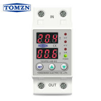 60A 230V ราง Din ปรับแรงดันไฟฟ้าและภายใต้อุปกรณ์ป้องกันแรงดันไฟฟ้ารีเลย์ TOMZN TOVPD1-63