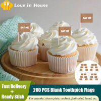 200 PCS Blank ไม้จิ้มฟันติดธง,Mini ฉลากอาหารธงแท่งไม้สำหรับอาหารงานปาร์ตี้,Cupcake Toppers,ฉลากชีส,ค็อกเทล,สลัดผลไม้,กิจกรรมกีฬา Pub BBQ