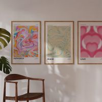 ✉◑◑ Aura โปสเตอร์ Retro Gradient ความงามอินเทรนด์ Apartment Psychedelic Wall Art ภาพวาดผ้าใบโปสเตอร์สำหรับห้องนั่งเล่นตกแต่งบ้าน