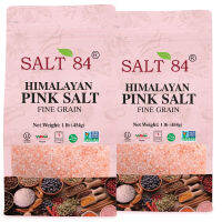 SALT 84 Himalayan Chef Pure Pink Salt Fine Grain, Coarse, 1 Pound (Pack of 2)