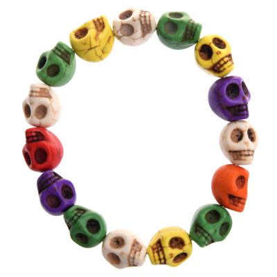 Howlite Turquoise Skull Beads Buddhist Prayer Bracelet Mala