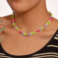 【CW】✣❁♣  Color Resin Chain Statement Chokers Necklace for Fashion Short Wholesale Jewelry