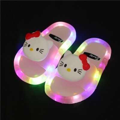 Children LED Light Up Slippers PVC Slippers Baby Bathroom Sandals Kids Shoes for Girl Boys Flip Flops Glowing Home Shoes