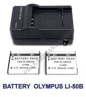 LI-50B  LI50B แบตเตอรี่  แท่นชาร์จ  แบตเตอรี่พร้อมแท่นชาร์จสำหรับกล้องโอลิมปัส Battery  Charger  Battery and Charger For Olympus SP-800UZ,810UZ,Stylus 1010,1020,1030SW,Olympus Tough TG-850 iHS,870 iHS,VR-360,VR-370,SP720,SP810,X-Z1,X-Z10,SZ14,SZ15