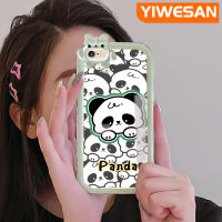 YIWESAN เคสสำหรับ iPhone 6 Plus 6S Plus 7 Plus 8 Plus เคสการ์ตูนหมีแพนด้าสีสันสดใสนิ่มสำหรับเลนส์กันกระแทกแบบใสเคสมือถือเรียบง่ายฝาครอบป้องกันซิลิโคนความคิดสร้างสรรค์โปร่งใส