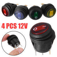 Niahode 4PCS 12V 12A LED รถเรือเปิด/ปิด3-Pin SPST Round Rocker Switch กันน้ำ