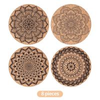 8PCS 3D Mandala Floral Pattern Drink Coasters Home Fashion Heat-Insulated Dinning Table Mats Coffee Cup Pads Rugs