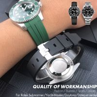 ♤☾ Curved End 19mm 20mm 21mm 22mm Rubber Silicone Watch Band Fit For Submariner Daytona Rolex GMT Omega Watch Strap Accessories Men