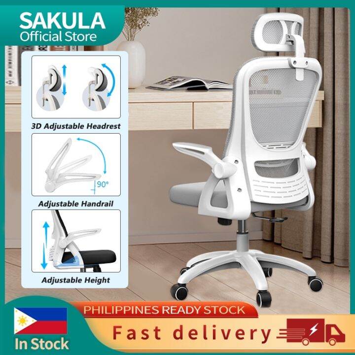 (3D Adjust Headrest) SAKULA Office Chair Korean Ergonomic Chair Mesh