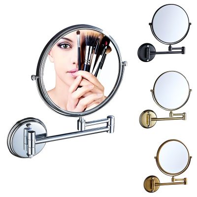 Makeup Mirror Black/Antique Brass Bathroom Mirrors 3 X Magnifying Mirror Folding Shave 8 Dual Side Wall Hanger Round Mirror