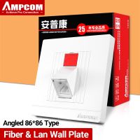 AMPCOM Fiber Optic Angled Wall Plate LC SC FC ST Simplex Duplex FTTH Fiber Coupler Adapter Keystone Faceplate 86x86 Type