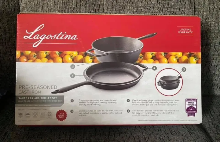 Lagostina Pre-seasoned Cast Iron Saute Pan And Skillet Set 