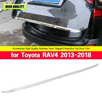 ∋✑♤ For Toyota RAV4 2013 2014 2015 2018 Tailgate Rear Door Bottom Cover Molding Trim Stainless Steel Back Door Trim Car Accessories