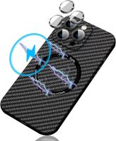 Luxury Magnetic For Magsafe Wireless Charging Carbon Fibre Phone Case For iPhone 14 13 12 Pro Max Plus Lens Protective Cover