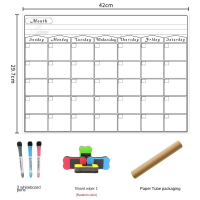 Whiteboard Rewritable Calendar Sticker Set Weekly And Monthly Planner Removable Magnetic Message Board Refrigerator Sticker