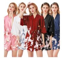 【LZ】⊕  Mini robe de kimono feminino camisola da moda para mulheres tamanho rayon robe para banho