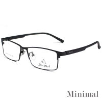 กรอบแว่นตา สำหรับตัดเลนส์ แว่นสายตา แว่นตา รุ่น Minimal 89078 สีดำ กรอบเต็ม ทรงเหลี่ยม ขาข้อต่อ วัสดุ สแตนเลส สตีล  รับตัดเลนส์ทุกชนิด