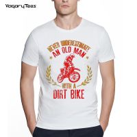 Funny Bicycle Design Cool Tees Never Underestimate An Old Man With A Dirt Bike Print T-Shirt Summer Men Short Sleeve Sport Tops