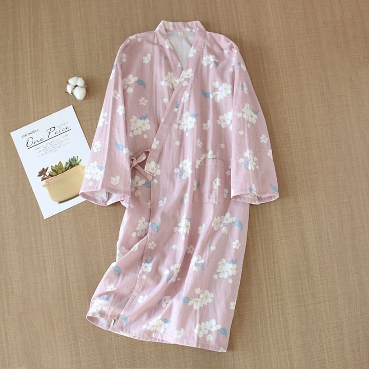 xiaoli-clothing-สดและธรรมชาติผู้หญิง-nightgown-อะโวคาโดพิมพ์ฤดูxiaoli-clothing-c-omfort-ตาข่ายผ้าฝ้ายชุดนอนกิโมโนเสื้อคลุมอาบน้ำหลวมบางหญิง-homewea