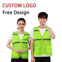 Custom Logo Tool Vest Volunteer Workwear Summer Breathable Mesh Vest Printed Text Advertising Clothing Reflective Safety Vest