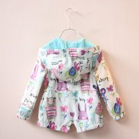 2019 Spring Autumn Cute Baby Girls Coat Flowers Cartoon Print Jacket For Girls Kids Girls Windbreaker Children Clothing