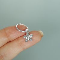 Sterling silver flower charm hoops | Ear Hoop earrings | 14mm ear hoops | Floral hoops | E840