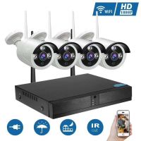 สินค้าขายดี!!! ชุดกล้องวงจรปิดไร้สาย 4 CH FHD 1080P CCTV WiFi/Wireless Kit 2.0 MP 2 ล้านพิกเซล กล้อง IP Camera 4 ตัว พร้อมเครื่องบันทึก