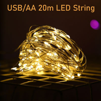 202120m AAA Battery LED String Lights Festoon Fairy Copper Wire String USB Waterproof Garden OutdoorIndoor Room Christmas Decor