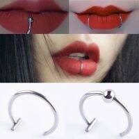 8/10mm Punk Unisex Stainless Steel Nose Lip Rings Goth Clip On Fake Piercing Body Nose Lip Rings Hoop Ear Tongue Ring Jewelry Body jewellery