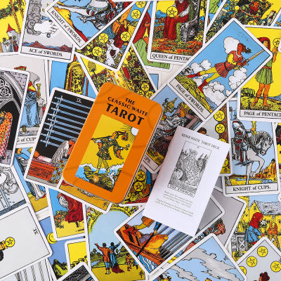 กล่องเหล็ก Cartas ไพ่ทาโรต์ดาดฟ้าแท่นบูชาลึกลับลึกลับการซื้อขาย Astrologie การ์ดเกมการคาดการณ์รุ่นภาษาอังกฤษคาถา