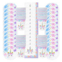 48 ชิ้น/เซ็ต Unicorn Disposable Tableware กระดาษผ้าเช็ดปากถ้วยสาวยูนิคอร์นวันเกิดเด็กของขวัญ Baby Shower-dchvbhdvbhvsfvfb