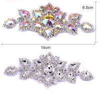 OLEEYA 1pcs 14X6.5cm Crystal AB Sew On Rhinestones Applique Gold Silver Bottom Flatback Clear Sewing for Wedding Hat Bag Y2500