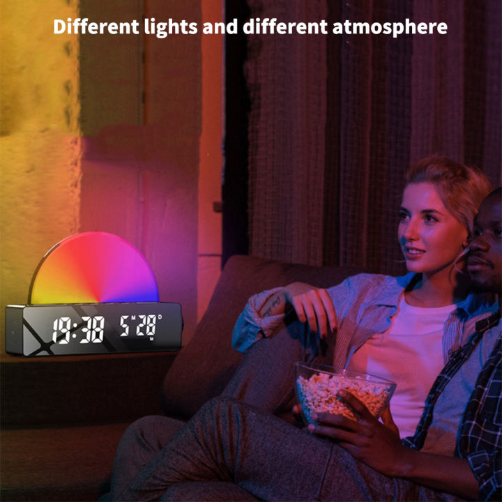 zir-จอแสดงผลดิจิตอลอัจฉริยะ-led-จอแสดงอุณหภูมินาฬิกาปลุกจำลองการปลุกพระอาทิตย์ขึ้นพร้อมไฟสีสันสดใสหรี่แสงได้