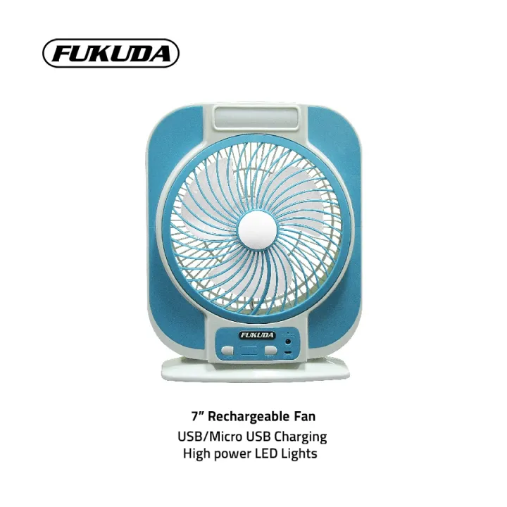 Fukuda Portable Electric Fan Rechargeable Box Fan 7 Inches Cooling